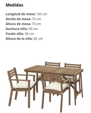 Conjunto Mesa y Sillas Jardín Madera