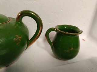 Teiera e Lattiera Vintage Verde Oro