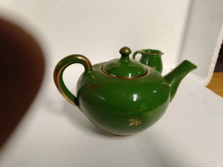 Teiera e Lattiera Vintage Verde Oro