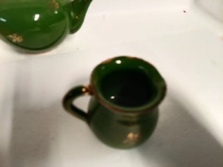 Teiera e Lattiera Vintage Verde Oro