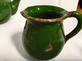 Teiera e Lattiera Vintage Verde Oro