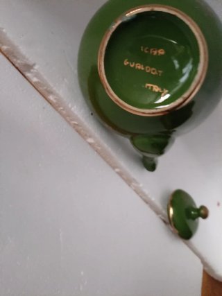 Teiera e Lattiera Vintage Verde Oro