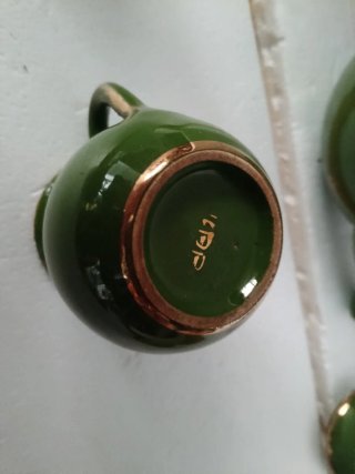 Teiera e Lattiera Vintage Verde Oro