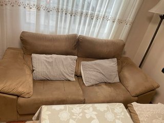 Sofá y sillón de tela