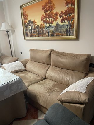 Sofá y sillón de tela