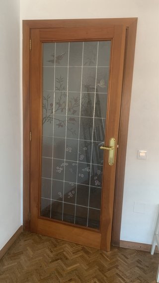 Puertas madera con vitral artesanal, madera robust
