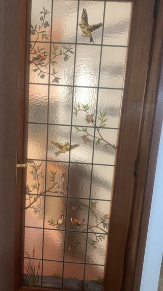 Puertas madera con vitral artesanal, madera robust