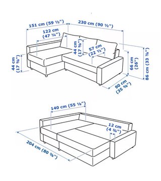 Sofá Cama Chaise Longue IKEA Gris FRIHETEN