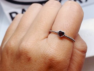 Anillo Pandora Corazón Rojo Plata