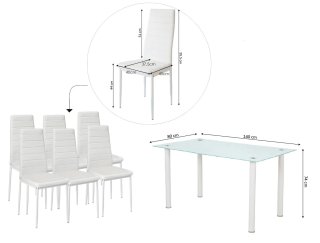 MESA DE CRISTAL NUEVA Y 6 SILLAS NEGRO POLIPIEL