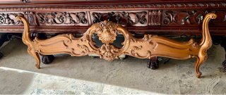 Cabezal y pie de cama antiguo madera y ratán