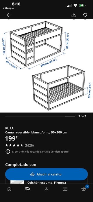 Litera Ikea Madera Blanca
