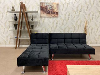 Sofá Cama Negro Terciopelo Ideal Apartamentos