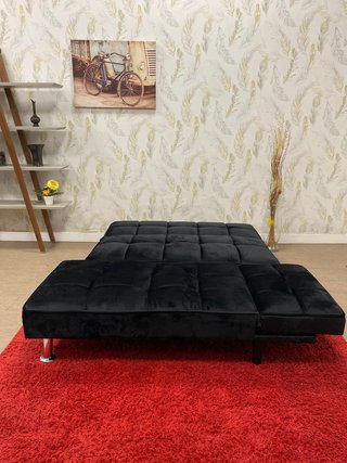 Sofá Cama Negro Terciopelo Ideal Apartamentos