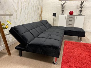 Sofá Cama Negro Terciopelo Ideal Apartamentos