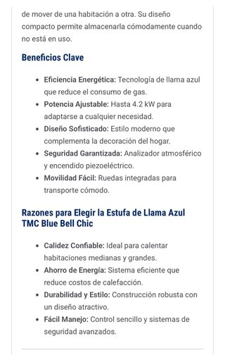Estufa de Llama Azul TMC