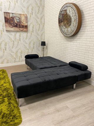 SOFA CAMA NEGRO POLIPIEL,IDEAL SITIOS REDUCIDOS