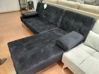 Sofá Cama Chaise Longue Negro Terciopelo