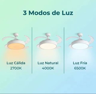 Lámpara Ventilador Techo Blanca Transparente