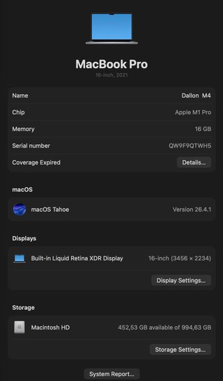 MacBook Pro 16" 16GB RAM 1TB SSD (M1 PRO CHIP)