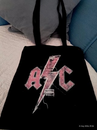Bolsa Tote AC/DC Negra y Rosa