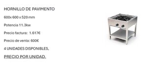 Hornillo de pavimento 11.3kw