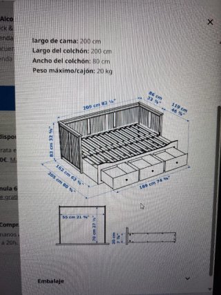 Estructura Diván HEMNES Gris IKEA.