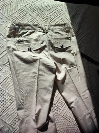 Pantalón Massimo Dutti mujer beige tiro bajo