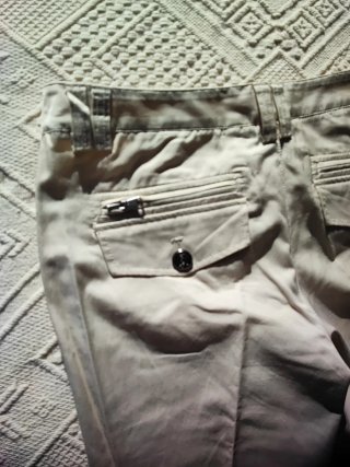Pantalón Massimo Dutti mujer beige tiro bajo