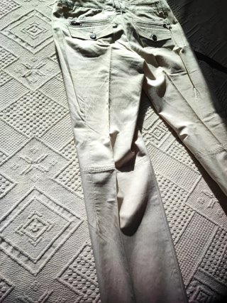 Pantalón Massimo Dutti mujer beige tiro bajo