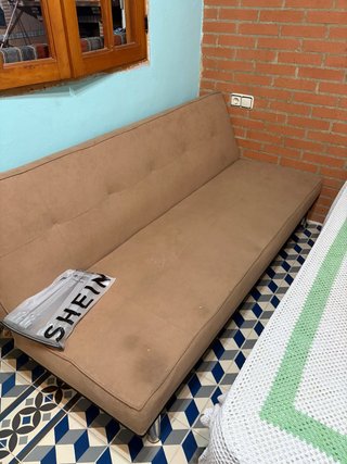Sofá Cama Beige Tela