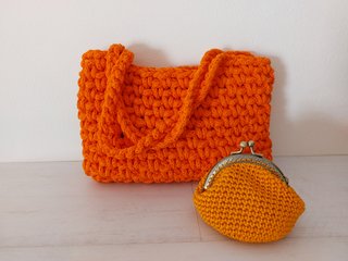 Bolso baguette nuevo crochet naranja