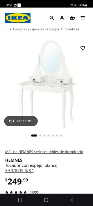 Tocador blanco IKEA con espejo