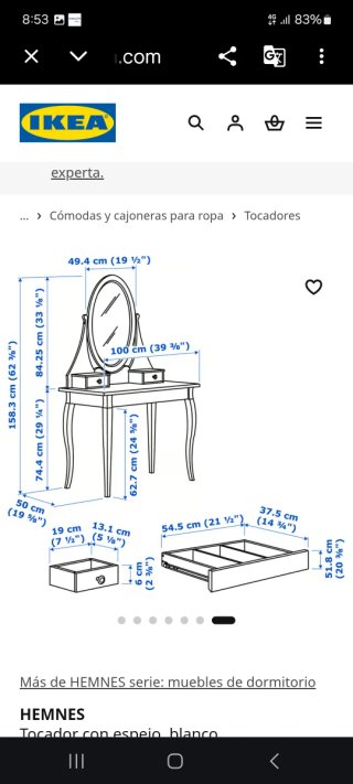 Tocador blanco IKEA con espejo