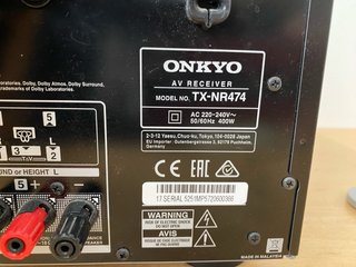 Amplificador Onkyo TX-NR474 Negro