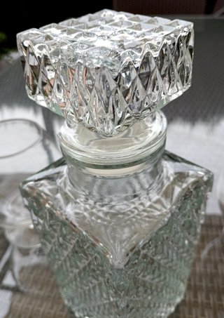 Botella Whisky/Coñac Cristal + 2 Copas de 1980