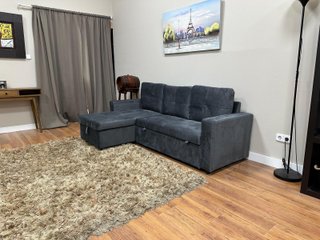 SOFA CAMA NUEVO GRIS TERCIOPELO DE MATRIMONIO