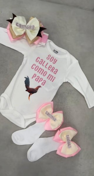 Conjunto bebé Soy gallera como mi papá