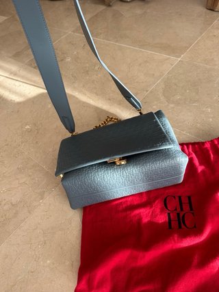 Bolso y Zapatos Carolina Herrera Azul y Dorado