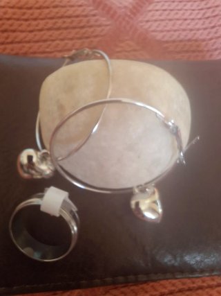 Conjunto Pendientes Corazón y Anillo Talla 20