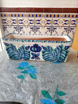 Jardinera cerámica Granadina azul y verde