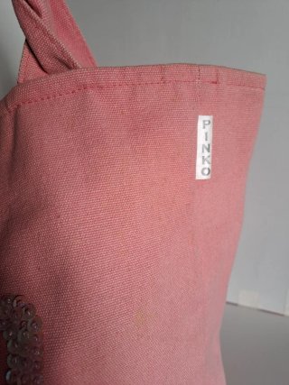 Borsa Pinko tela con scritte paillettes
