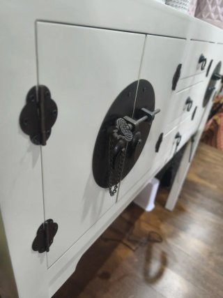Mueble recibidor consola blanco y negro