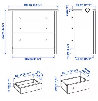 Cómoda Hemnes Ikea Blanca 3 Cajones