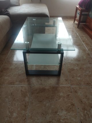 Mesa de centro cristal doble 110x60cm