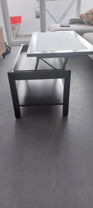 Mesa de centro elevable color wenge y cristal