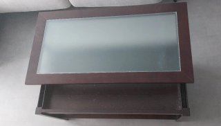 Mesa de centro elevable color wenge y cristal