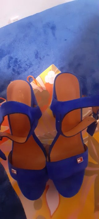 Sandalias el terciopelo Tacón Azul