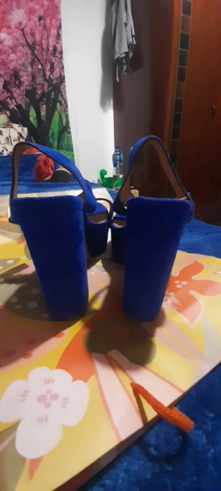 Sandalias el terciopelo Tacón Azul