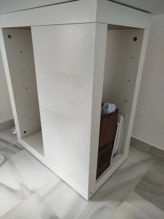 Escritorio cristal y madera blanco